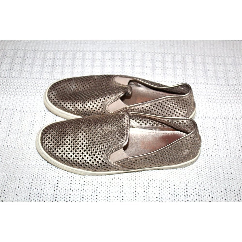 Tory Burch Leather women Sneakers Bronze metallic Shoes Laser cut Size 10?